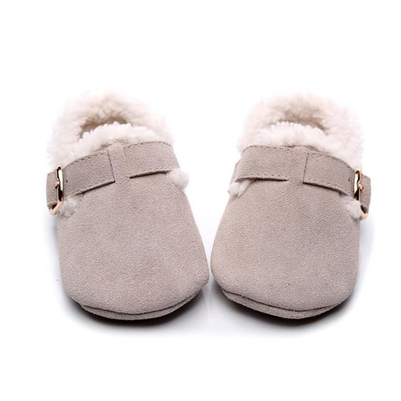 GREY BABY GIRL TODDLER LEATHER SHOES – 6-12 months - Picture 2 of 4